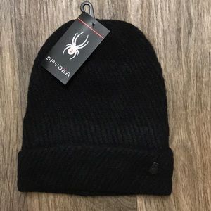 NWT Spyder Diagonal Dimension Ribbed Cuff Beanie Black